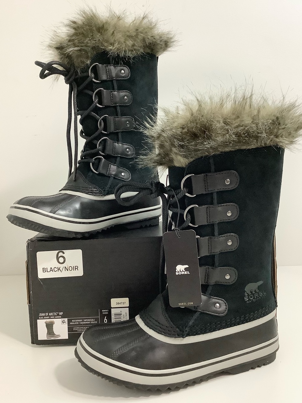 NEW Sorel Joan of Arctic Black Women's Waterproof Insulated Winter Snow Boots 6